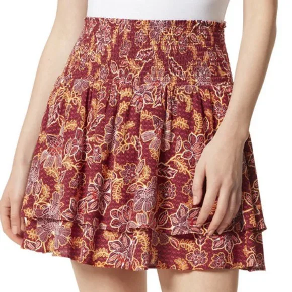NWT Jessica Simpson Smocked Veronica Skort in Red Dahlia Moroccan Blooms - Picture 4 of 9